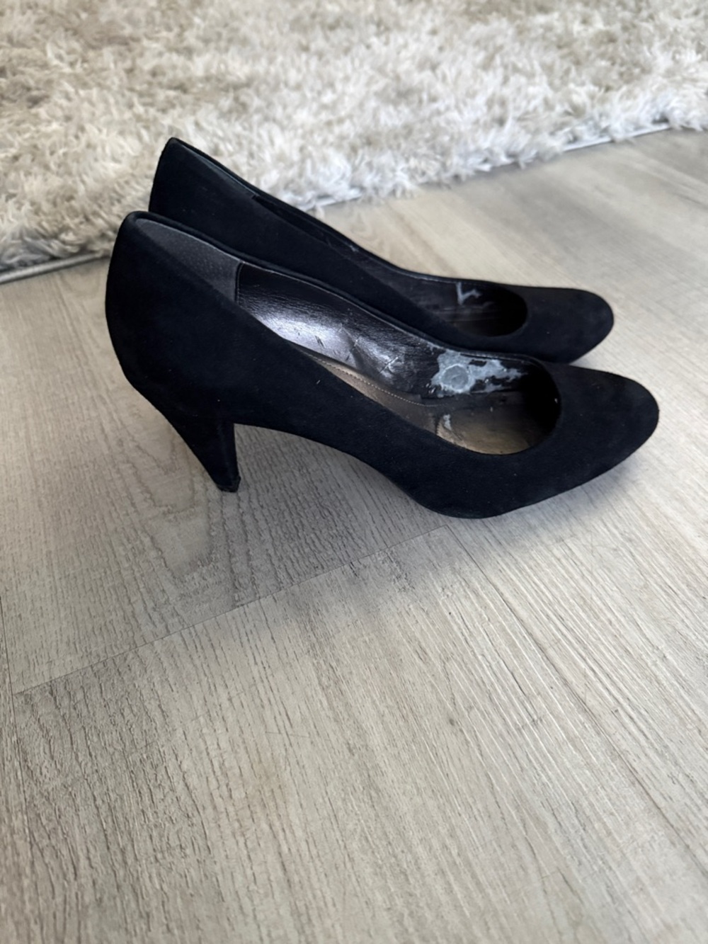 Calvin Klein Black Faux Suede Mid Heel Pumps Size 7.5